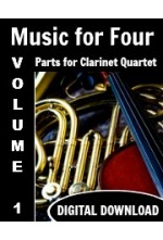 Bouree by Bach:  Music for Four, Volume 1 - Set of Parts for Clarinet Quartet